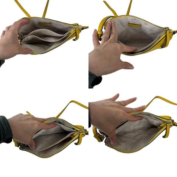 Kate Spade Jackson Triple Gusset Crossbody Bag Pebble Leather Vibrant Canary - Picture 12 of 16